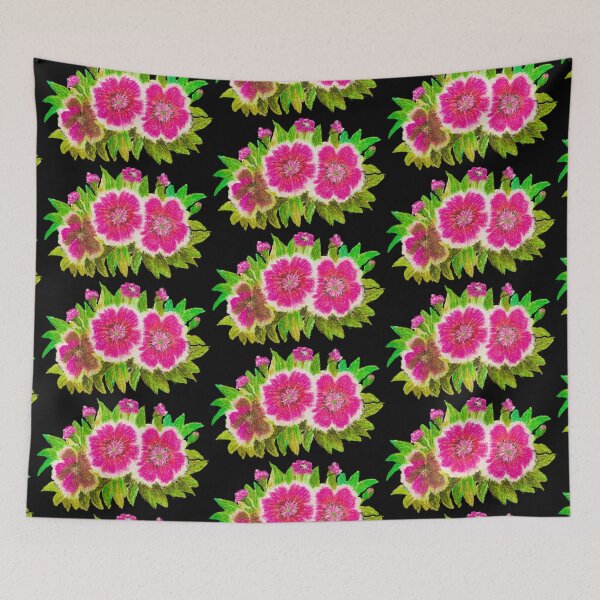 Item preview, pink white Dianthus flowers designed and sold by tintingouw.