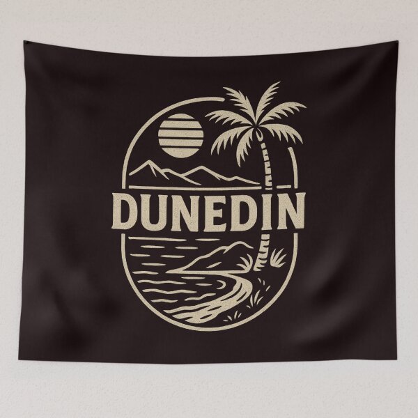Item preview, Dunedin Coastline – Vintage Line Art Beach Badge designed and sold by Places On Earth.
