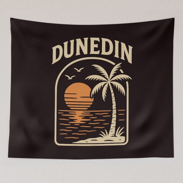 Item preview, Dunedin Sunset Glow – Tropical Beach Scene with Palms and Birds designed and sold by Places On Earth.