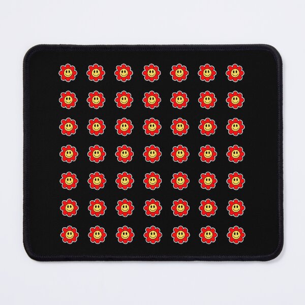 Item preview, Red Flower With Happy Yellow Smiled Face - Positive Vibes Pattern designed and sold by Kubala.