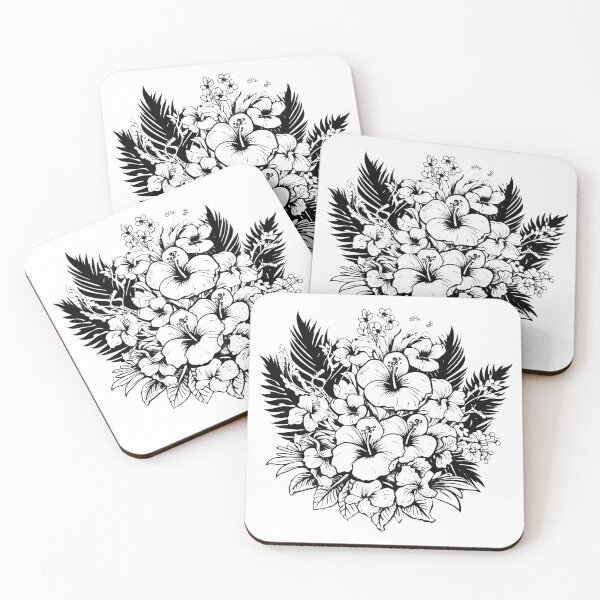 Item preview, Tropical Flowers Hibiscus Gumamela Bouquet Floral Bloom designed and sold by inkoutninja.