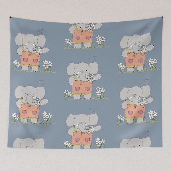 Item preview, Elephant Illustration Daisies Flowers designed and sold by Jaana Day.