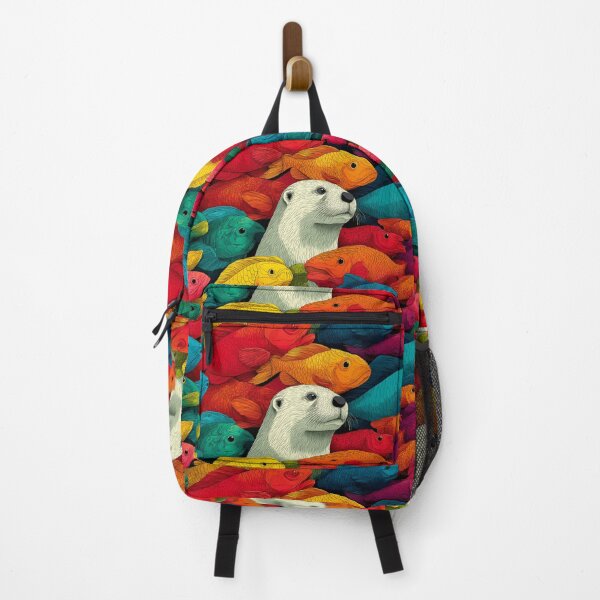 Item preview, Colorful Fish Frenzy with Curious Otter – Vibrant Underwater Pop Art designed and sold by Art of Ngu.
