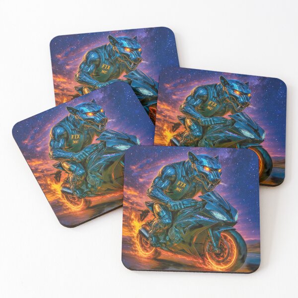 Item preview, FTX MC Panther Biker – Cyber Feline on a Flame-Trail Superbike designed and sold by Fresh-Threads-X.