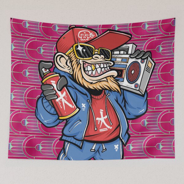 Item preview, cool hip hop monkey with boombox designed and sold by Mauswohn.