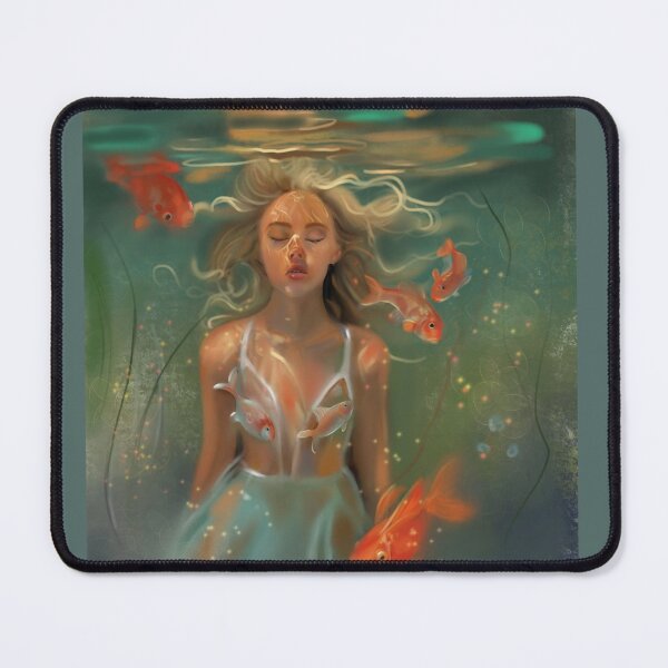 Item preview, Underwater Woman Illustration - Peaceful Fish Surroundings designed and sold by jassoart.