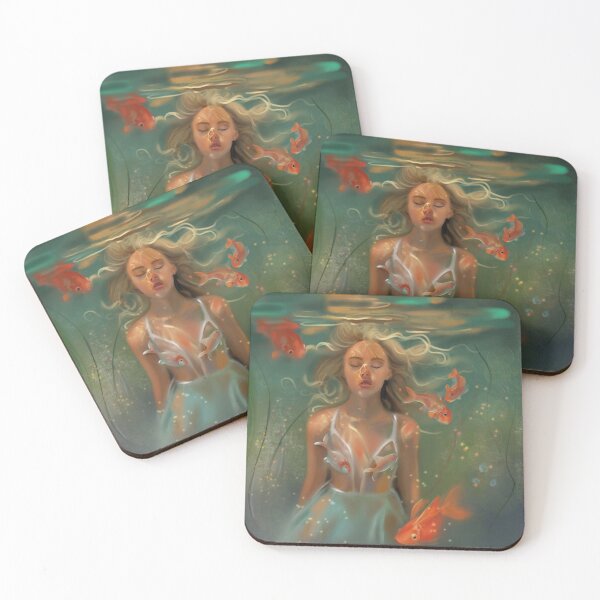 Item preview, Underwater Woman Illustration - Peaceful Fish Surroundings designed and sold by jassoart.