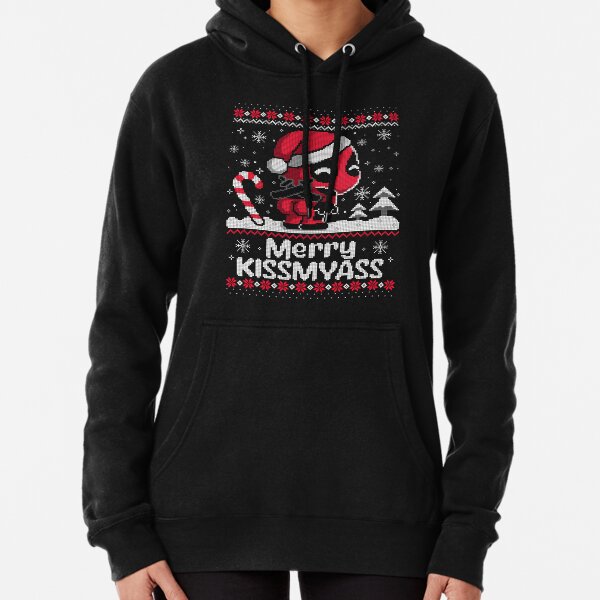 Aperçu de l'œuvre Joyeux Kissmyaass Deadpooll Pull de Noël moche créée et vendue par CoopermanLandi.