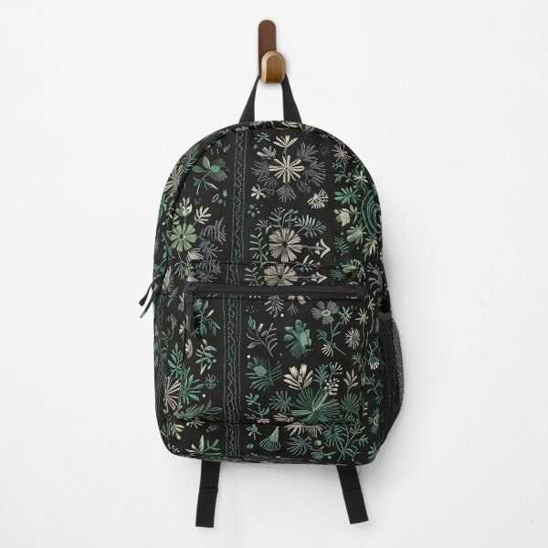 Item preview, Intricate Hand-Embroidered Floral Pattern with Green and Cream Details designed and sold by CoolPixels.