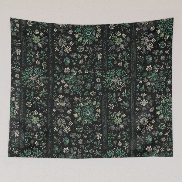 Item preview, Intricate Hand-Embroidered Floral Pattern with Green and Cream Details designed and sold by CoolPixels.