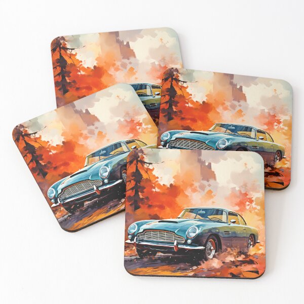 Item preview, Timeless British Classic Car Framed By Golden Leaves designed and sold by RevUpDesign.