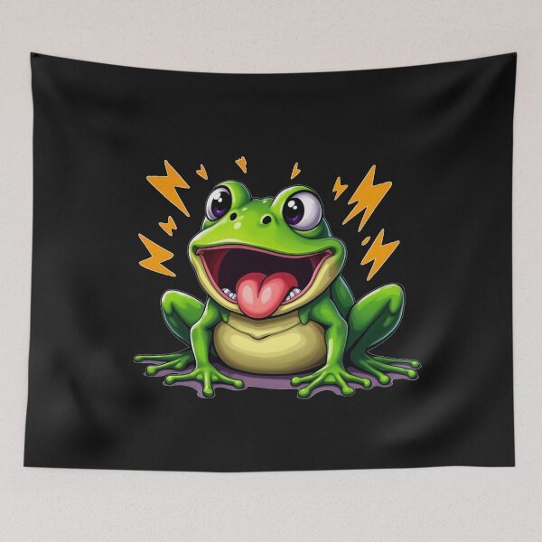 Item preview, Screaming Frog Energetic Frog - Playful Cartoon Amphibian Adventure Design designed and sold by latelierdechris.