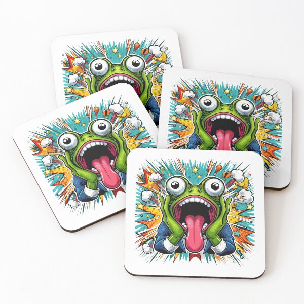 Item preview, Screaming froggy Shocked Frog Explosion - Energetic Cartoon Amphibian Reaction designed and sold by latelierdechris.