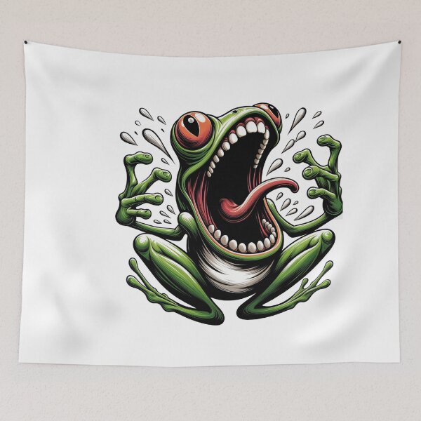 Item preview, Screaming froggy Froggy Splash - Exuberant Cartoon Amphibian Design designed and sold by latelierdechris.