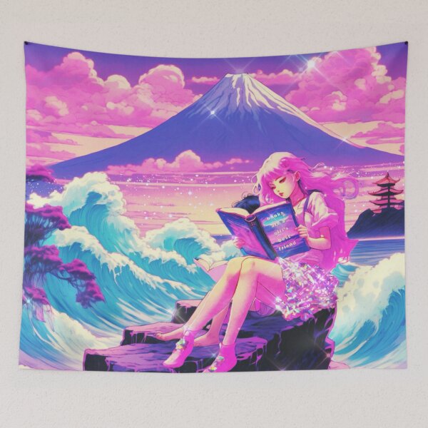 Item preview, Books are a girl's best friend (Lofi Fujiyama Edition) designed and sold by asanaworld.