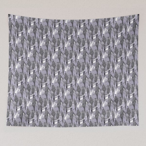 Item preview, Groovy Retro People in Purple and White designed and sold by Artistestella.