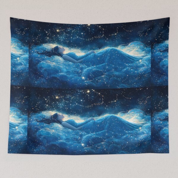 Item preview, A peaceful figure lying under a glowing canopy of stars, where constellations form symbols of eternal love in the heavens above. designed and sold by wonderisland.