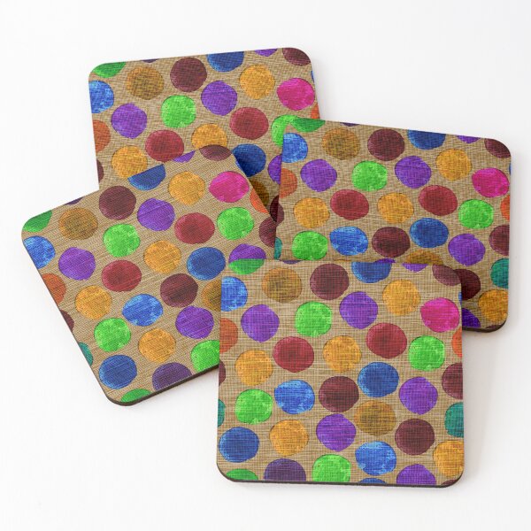 Item preview, Colorful Textured Polka Dots on Burlap designed and sold by SylvieVibes.