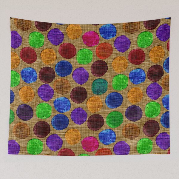 Item preview, Colorful Textured Polka Dots on Burlap designed and sold by SylvieVibes.