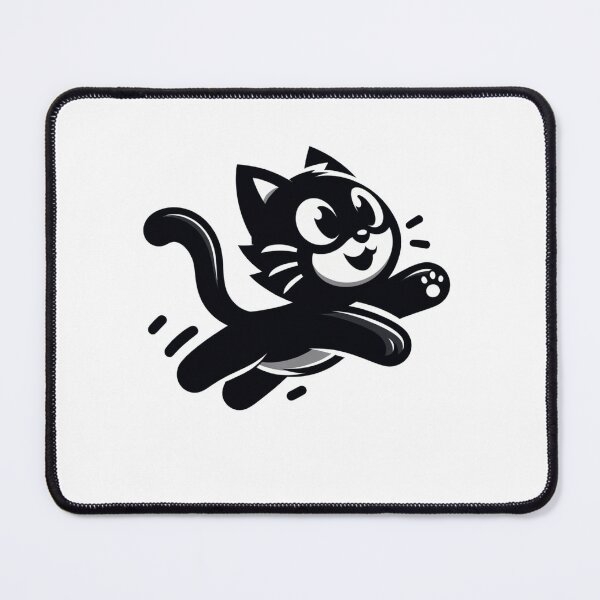 Item preview, Black cat Leaping Cat Energy - Playful and Dynamic Cartoon Design designed and sold by latelierdechris.