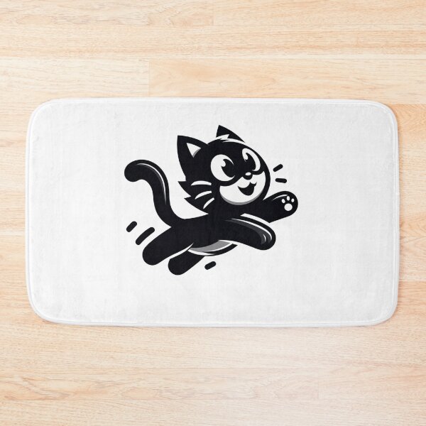 Item preview, Black cat Leaping Cat Energy - Playful and Dynamic Cartoon Design designed and sold by latelierdechris.