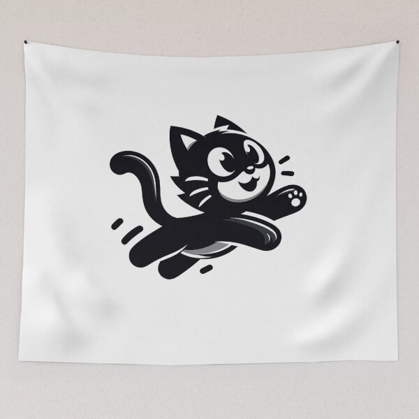 Item preview, Black cat Leaping Cat Energy - Playful and Dynamic Cartoon Design designed and sold by latelierdechris.
