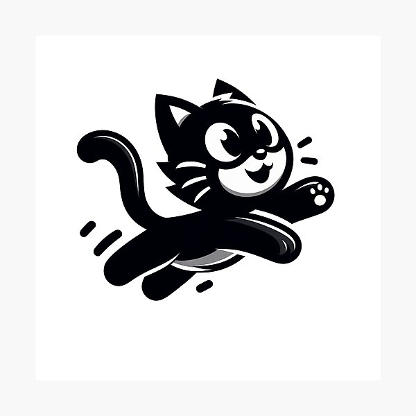 Item preview, Black cat Leaping Cat Energy - Playful and Dynamic Cartoon Design designed and sold by latelierdechris.