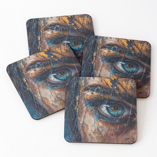 Item preview, Textured Abstract Eye Painting with Bold Blue and Yellow Strokes designed and sold by IdeaSmith.