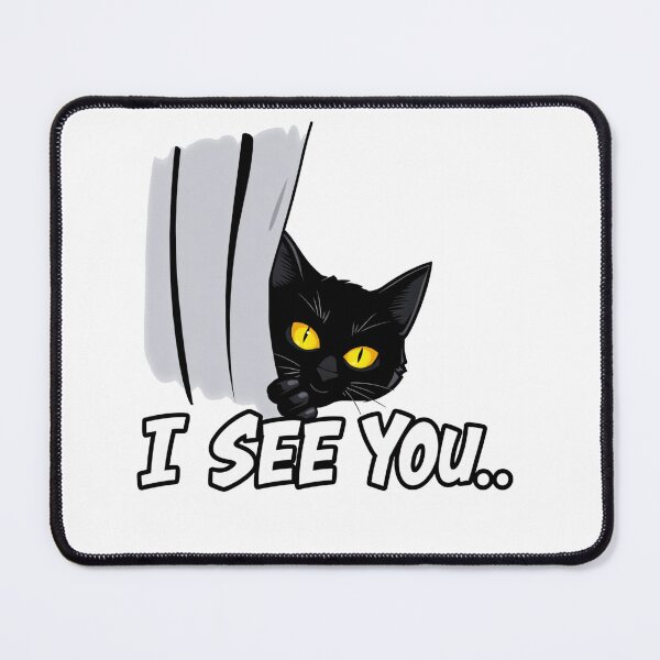 Item preview, Black cat Watchful Cat Humor - Curious Feline Cartoon Design designed and sold by latelierdechris.