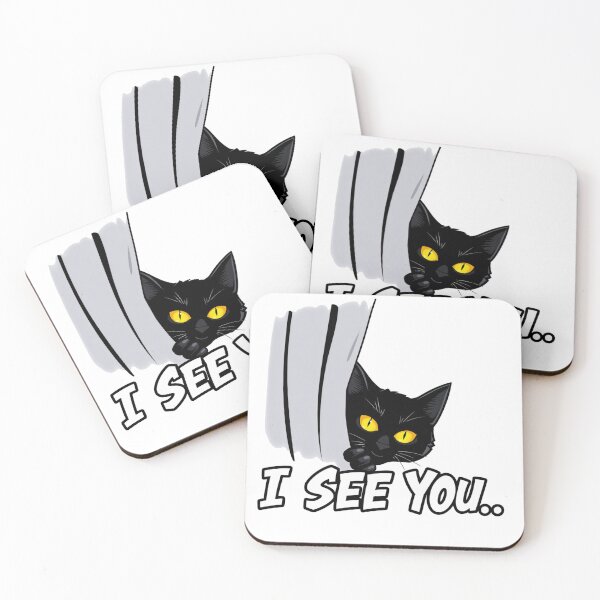 Item preview, Black cat Watchful Cat Humor - Curious Feline Cartoon Design designed and sold by latelierdechris.