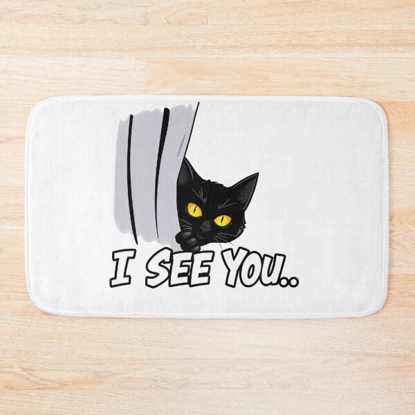 Item preview, Black cat Watchful Cat Humor - Curious Feline Cartoon Design designed and sold by latelierdechris.