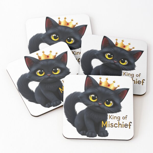 Item preview, Black cat King of Mischief - Regal and Playful Cartoon Cat Design designed and sold by latelierdechris.