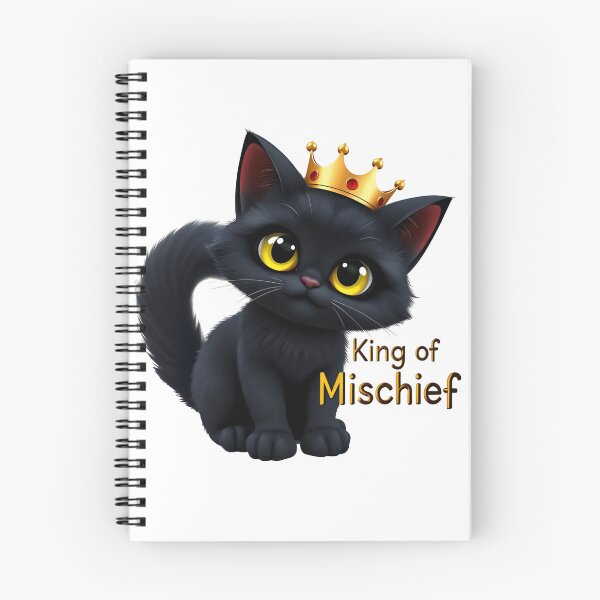 Item preview, Black cat King of Mischief - Regal and Playful Cartoon Cat Design designed and sold by latelierdechris.