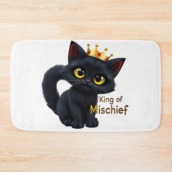 Item preview, Black cat King of Mischief - Regal and Playful Cartoon Cat Design designed and sold by latelierdechris.