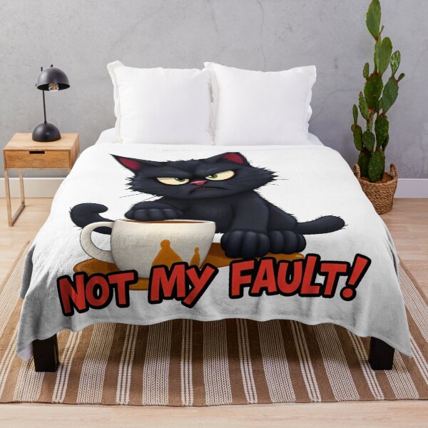 Item preview, Black cat Not My Fault Cat - Mischievous Cartoon Humor Design designed and sold by latelierdechris.