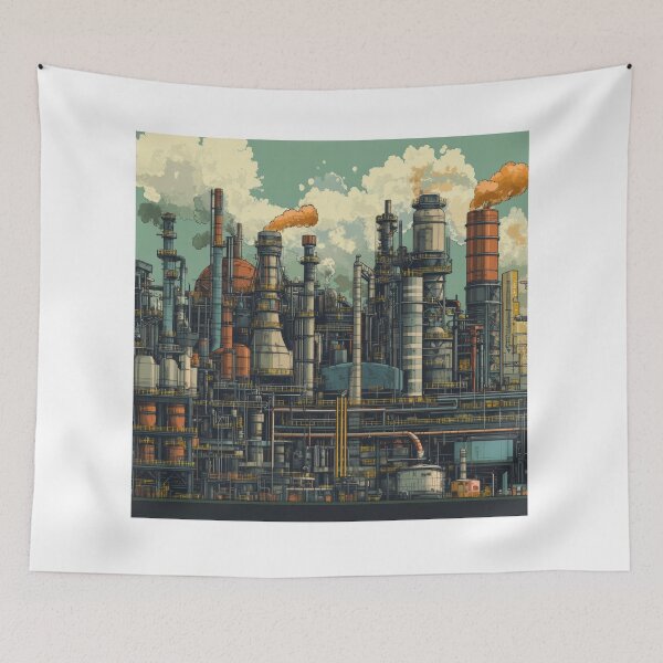 Item preview, Industrial Cyberpunk Factory – Futuristic Urban Machinery T-Shirt designed and sold by AchaRat.