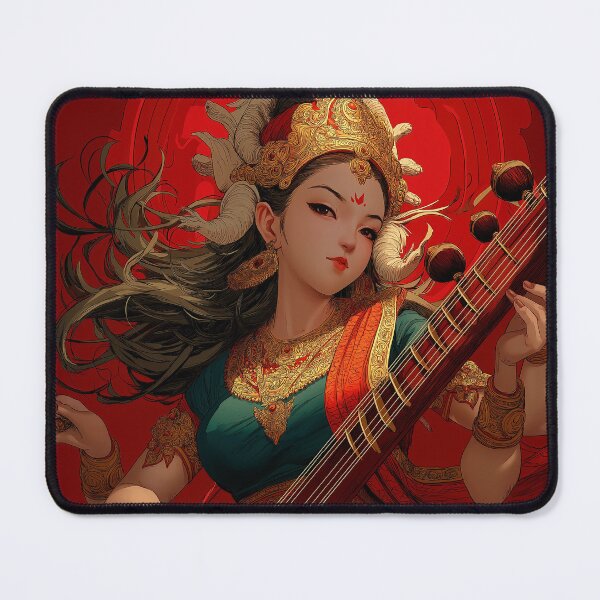 Item preview, Goddess Saraswati , Hindu Art, Indian Art, Religious Art, Diwali Vaisakhi Gift, Modern Indian Art, Proud Hindu designed and sold by Phulkari Co.