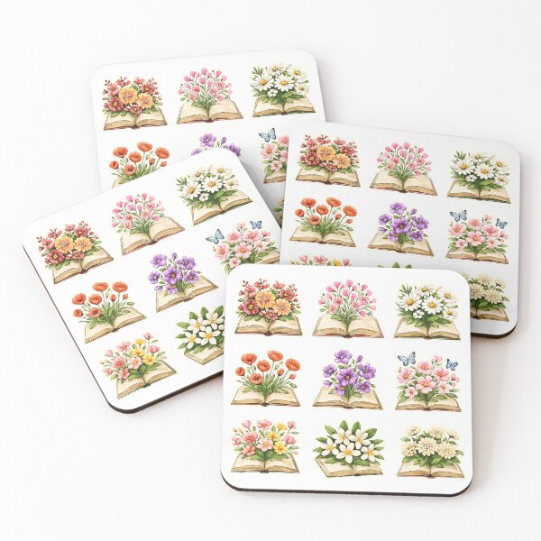 Item preview, Floral Book Sticker Set – Cozy Aesthetic Vibes designed and sold by SolaoLab.