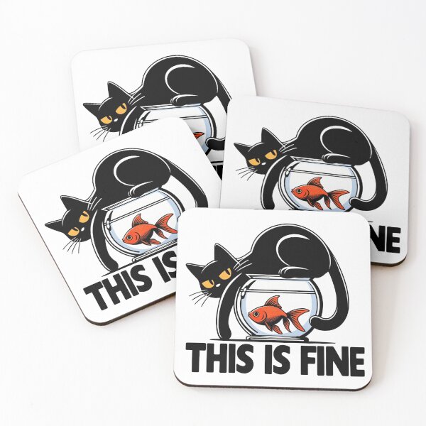 Item preview, Black cat Cat's World, Fish's Fable - Humorous Animal Cartoon Design designed and sold by latelierdechris.