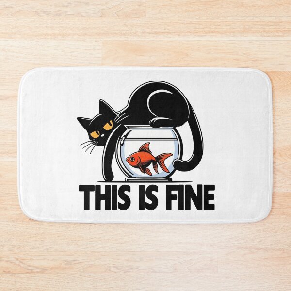 Item preview, Black cat Cat's World, Fish's Fable - Humorous Animal Cartoon Design designed and sold by latelierdechris.