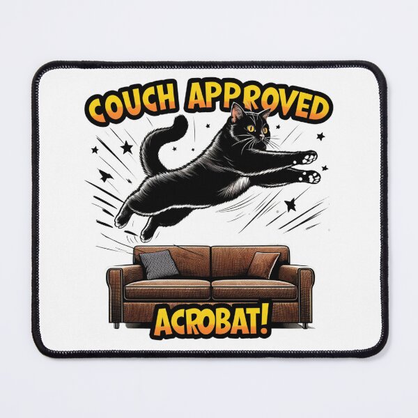 Item preview, Black cat Couch Acrobatics - Hilarious and Energetic Cat Design designed and sold by latelierdechris.