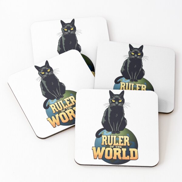 Item preview, Black cat Ruler of the World - Humorous and Regal Cat Cartoon Design designed and sold by latelierdechris.
