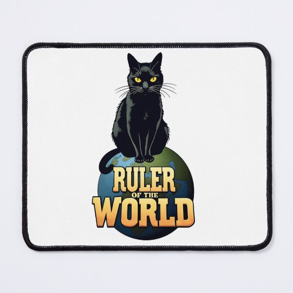 Item preview, Black cat Ruler of the World - Humorous and Regal Cat Cartoon Design designed and sold by latelierdechris.