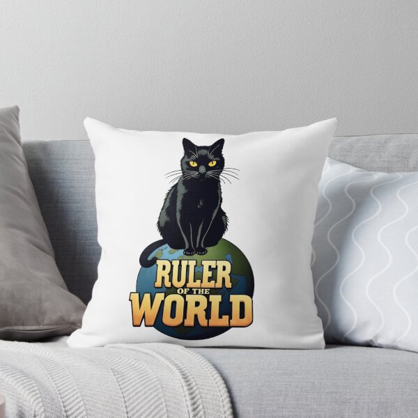Item preview, Black cat Ruler of the World - Humorous and Regal Cat Cartoon Design designed and sold by latelierdechris.