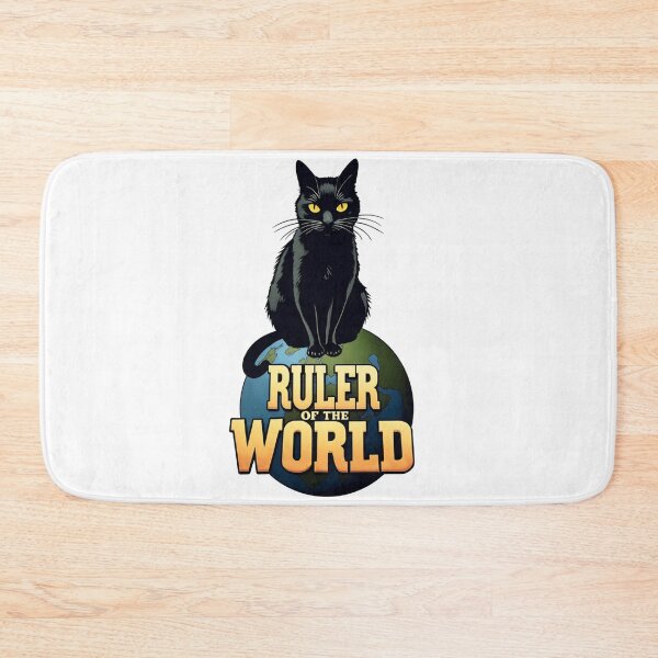 Item preview, Black cat Ruler of the World - Humorous and Regal Cat Cartoon Design designed and sold by latelierdechris.