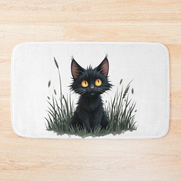 Item preview, Black cat Vivid Observer - Striking Cartoon Cat in Grass Design designed and sold by latelierdechris.