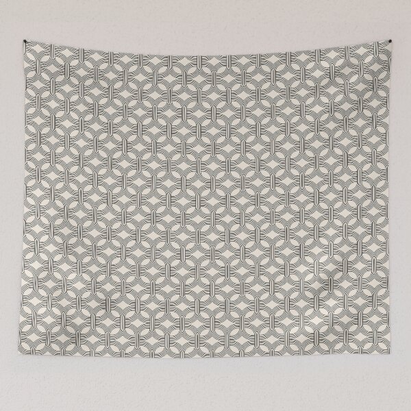 Item preview, Thin lines vintage abstract seamless pattern. Black beige loop geometric pattern. designed and sold by Olgus.
