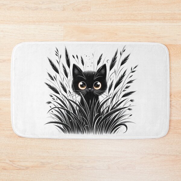 Item preview, Black cat Whimsical Watcher - Mystical Cat in Monochrome Design designed and sold by latelierdechris.