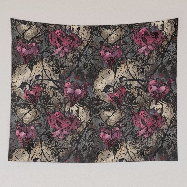 Item preview, Macabre design with hearts floral pattern designed and sold by CoolPixels.