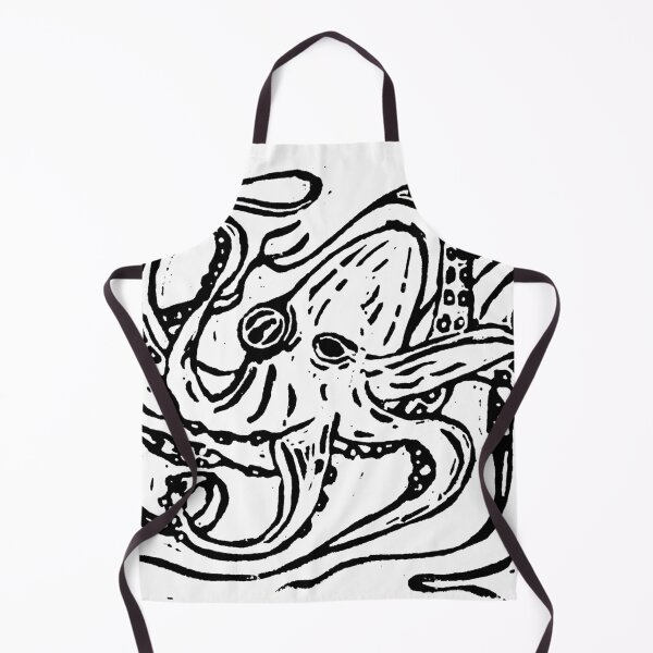 Artikelvorschau, Ink in Motion – Oktopus-Linolschnitt in Schwarz entworfen und verkauft von Paul Yeatman.